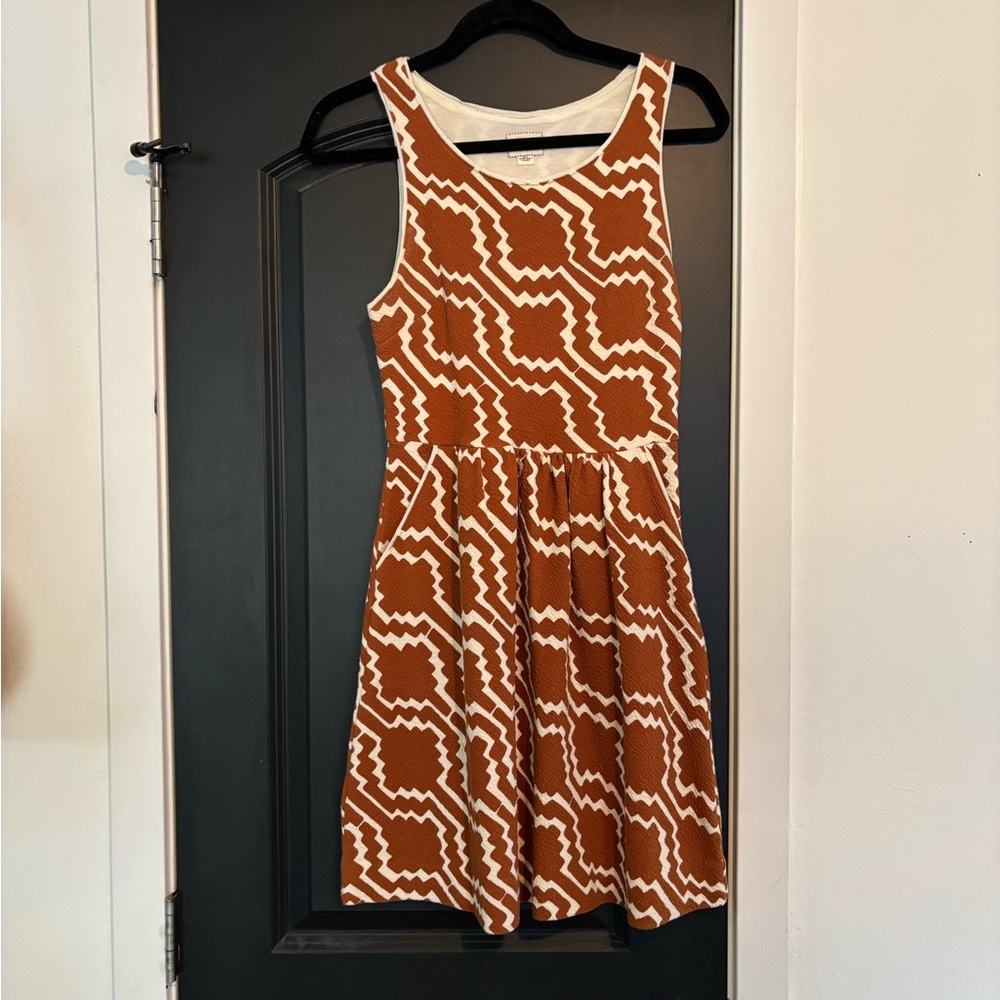 Brown and white pattern Anthropologie dress